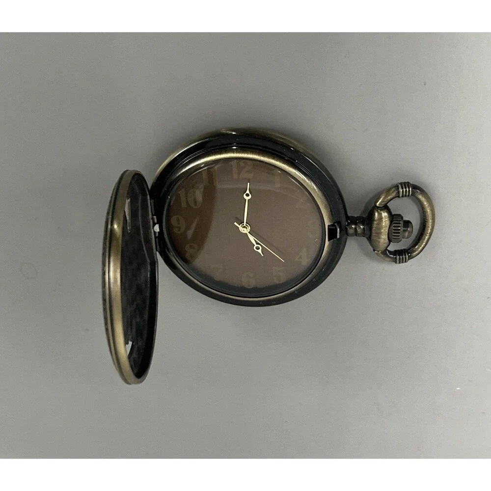 Bronze Eagle Pocket Watch Quartz Antique Style Fob Chain Mens Vintage Steampunk